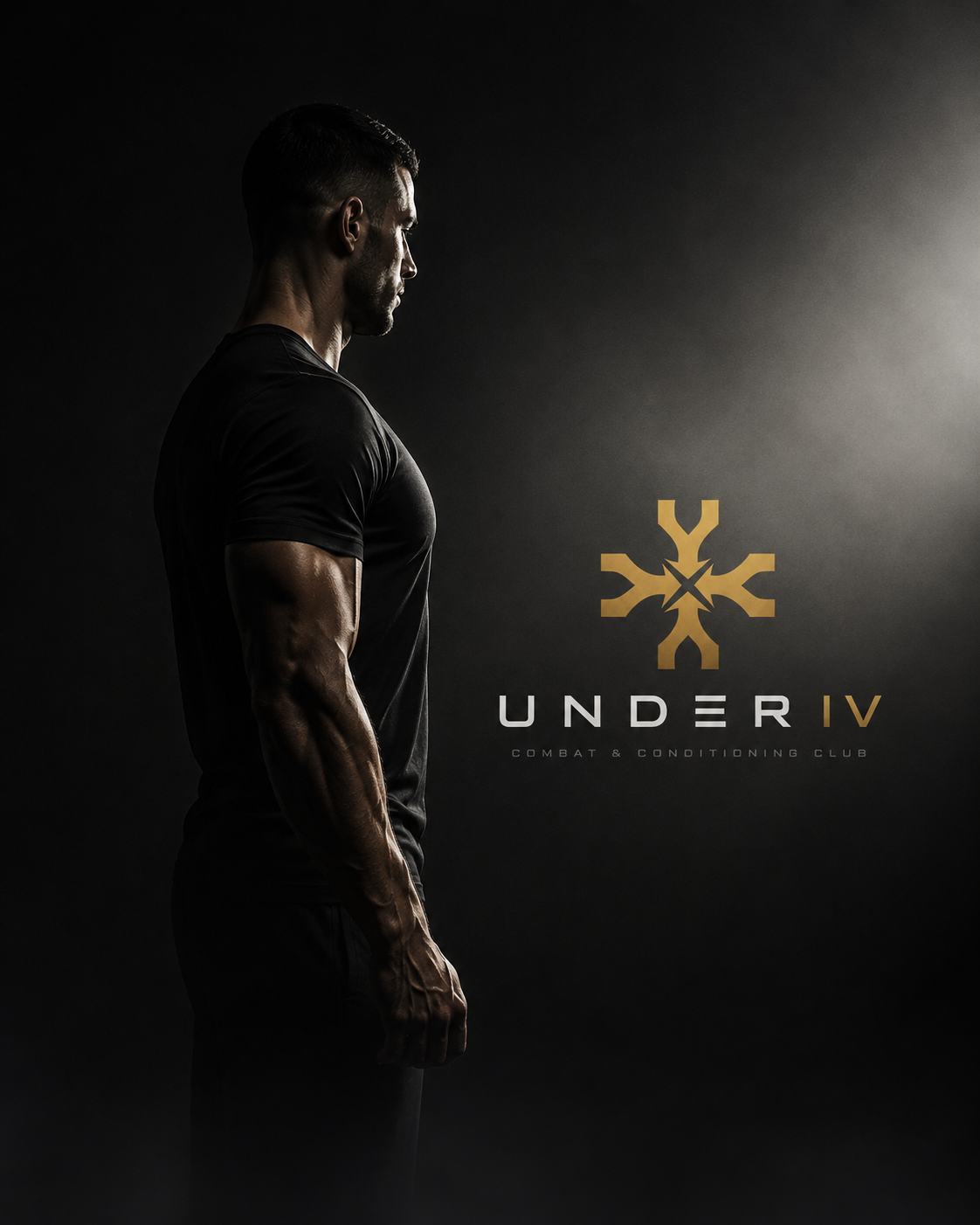Man beside the UNDER IV emblem and wordmark